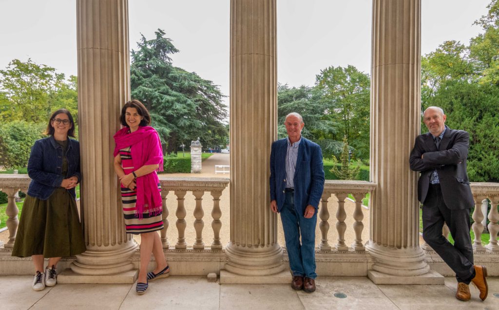 Pictured at Chiswick House for the recording of the opening session of The Chiswick Book Festival the panel of Hogarth experts who shared their knowledge and insights, as the public is finally admitted to the Hogarth exhibition at Ealing’s Pitzhanger Manor, where 200 years ago Sir John Soane first displayed the iconic Rake’s Progress series of eight paintings. (l-r) Xanthe Arvanitakis, director, Chiswick House & Gardens Trust; Clare Gough, director, Pitzhanger Manor; Torin Douglas, Chiswick Book Festival Director; Martin Rowson, cartoonist.