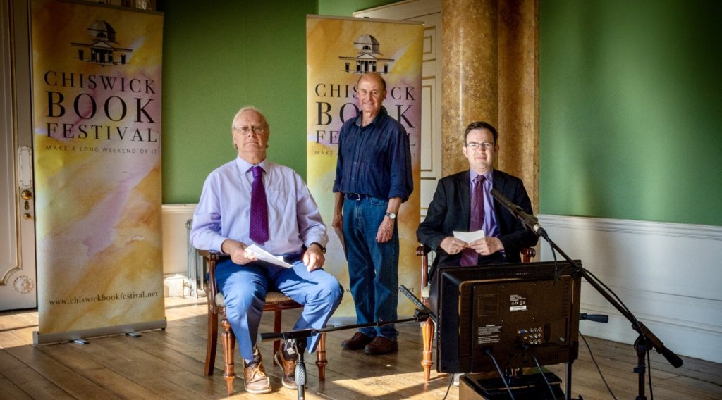 Pictured at Gunnersbury Park House for the recording of the Secret Ealing session of The Chiswick Book Festival are (l-r) Paul Howard Lang, co-author Secret Ealing; Torin Douglas, Director of the Chiswick Book Festival; Dr Jonathan Oates, co-author, Secret Ealing. @TorinDouglas @W4BookFest #ChiswickBookFestOnline #EalingLocalHistory